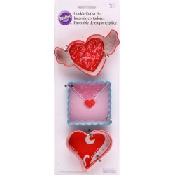 Wilton 美國惠爾通餅乾模  情書／愛心／天使心３件組HEARTS A FLUTTER COOKIE CUTTER SET 現貨2組