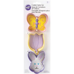 美國惠爾通wilton 兔兔 .蝴蝶. 鬱金香餅乾切模３件組　　Wilton 2308-1216 3pc Spring Cookie Cutter Set