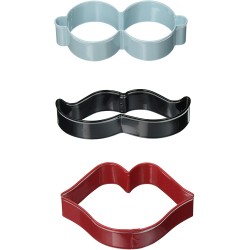 美國惠爾通wilton    經典重現餅乾切模３件組　　文青眼鏡／紳士小鬍子／夢露紅唇